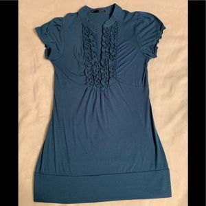 Teal ruffled shirt